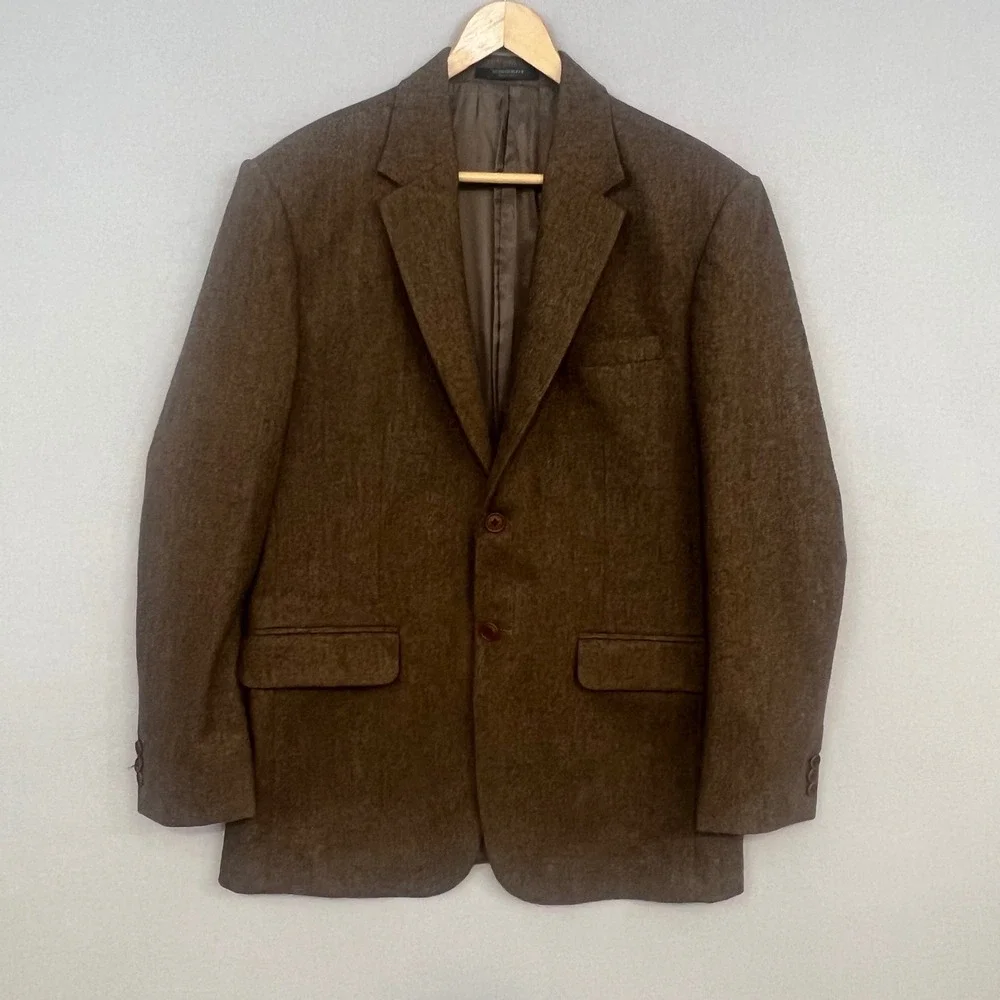 StudioSuits Mens Bespoke‎ Blazer Brown Herringbone Tweed Academic Professional